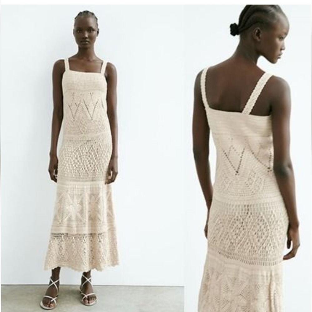 BNWT! ZARA sequin crochet long dress